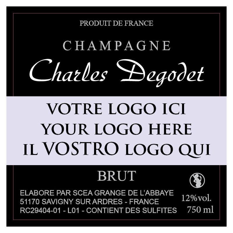 Custom label high quality professional, square shape (Grande Réserve or Blanc de Blancs)